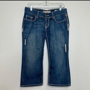 BKE Buckle Denim Capri Cropped Jeans Starlite Thick Stitch Women Sz 28